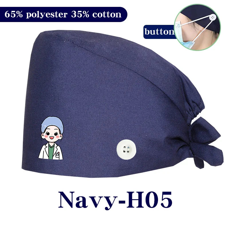 Cralom Cartoon Printed Surgical Scrub Caps for Medical & Pet Grooming Pros