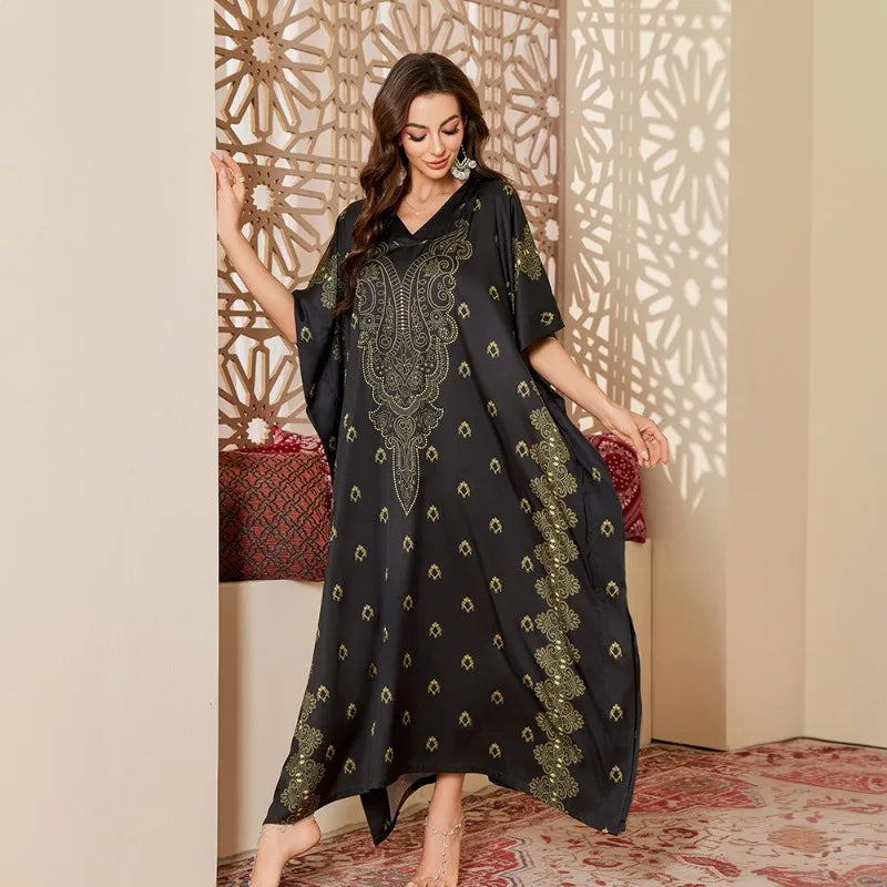 Cralom Printed Long Nightdress for Women in Elegant Spring Design