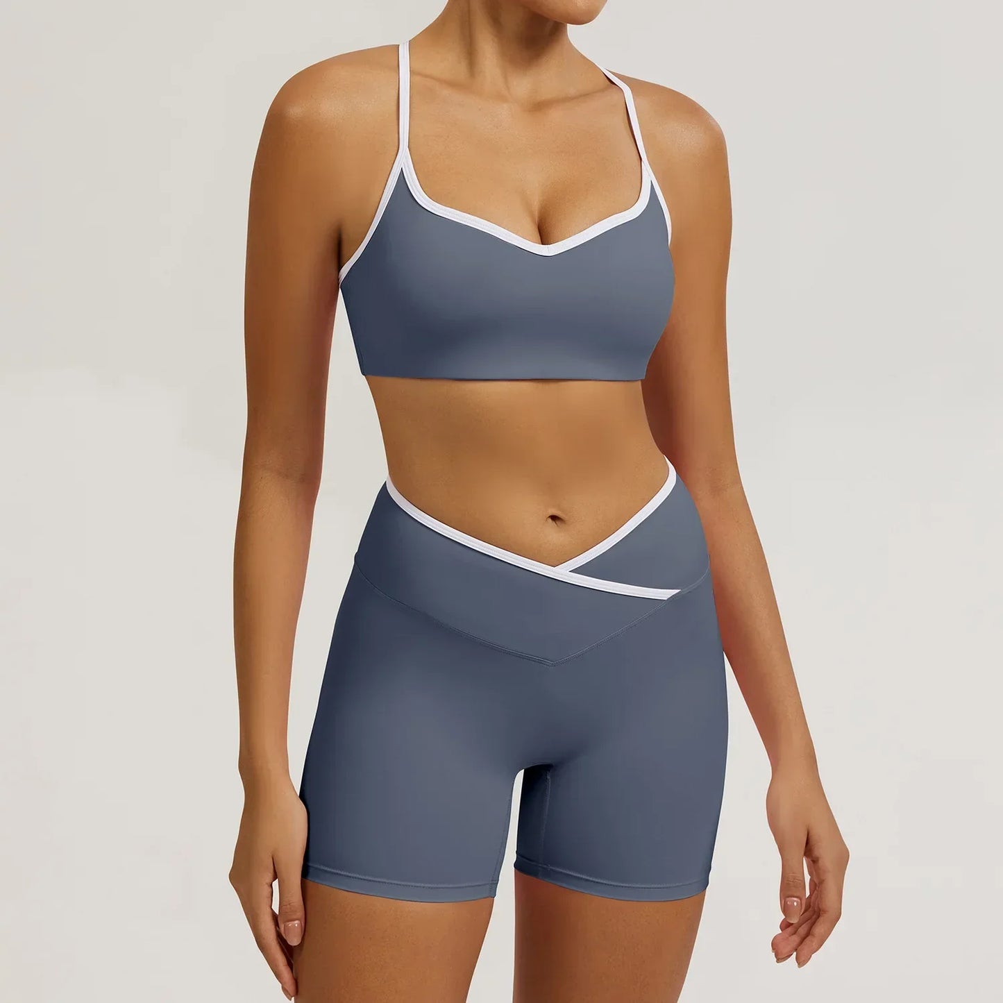 Cralom Seamless Yoga Set: Nude Feel Butt-Lifting Shorts & Sexy Beautiful Back Sports Bra
