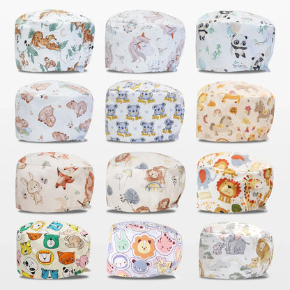 Cralom Cartoon Animals Unisex Surgical Scrub Caps for Medical Professionals