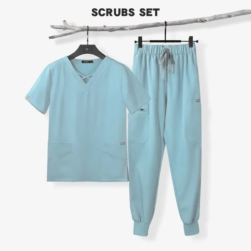 Cralom Pet Shop Medical Scrubs Set for Women with Short Sleeves