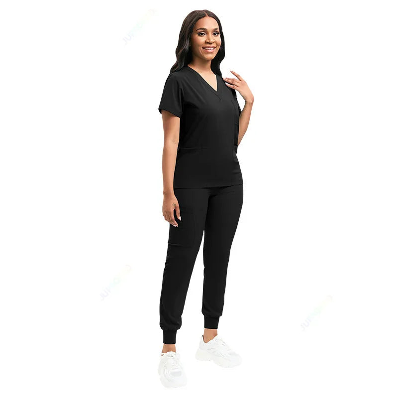 Cralom Stretch Scrub Set: Top & Pants With Pocket, Premium Nurse Doctor Uniform