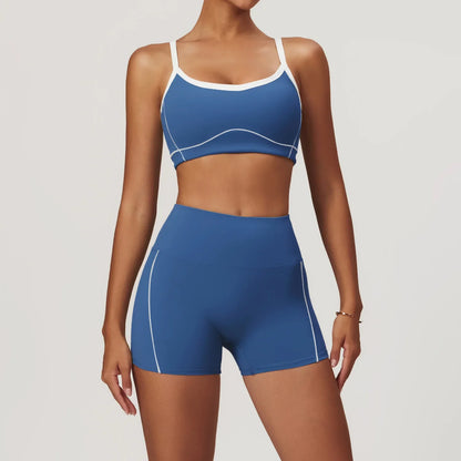 Cralom Summer Yoga Set for Women: 2 Piece Tight Fit Sports Suit