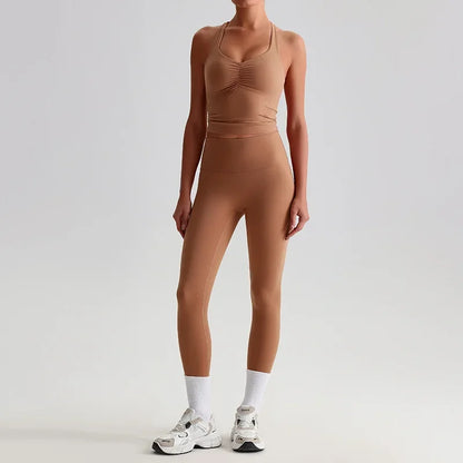 Cralom Naked Feel Seamless Yoga Set: Sports Bra & Slim-Fit Leggings