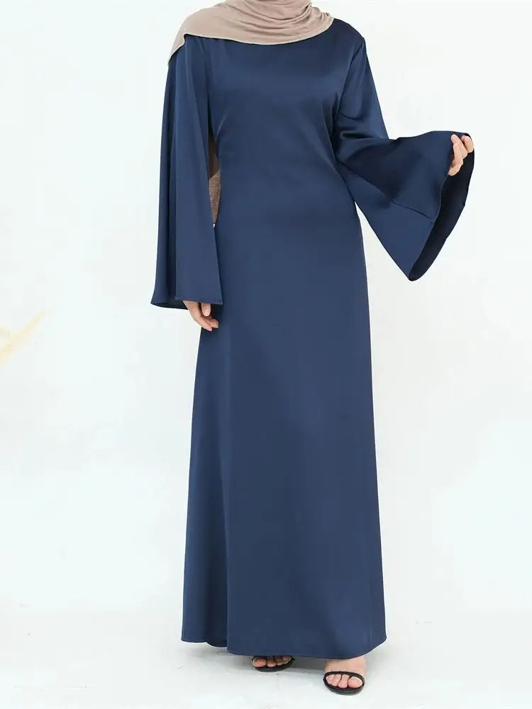 Cralom Ramadan Eid Satin Abaya Kaftan Robe Modest Dress
