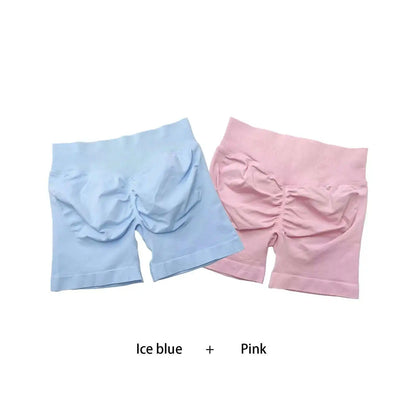 Cralom Seamless Leggings Gym Shorts Set for Women - Push-up Fitness Bottoms