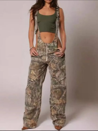 Cralom High Waist Backless Overalls Vintage Jeans - Trendy Y2k Style