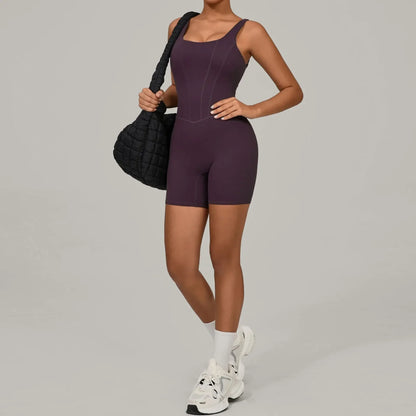 Cralom Seamless Yoga Jumpsuit with Adjustable Straps for Fitness & Workout