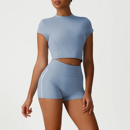 Cralom Seamless Yoga Set: Naked Feel Tee & Booty-Lifting Leggings
