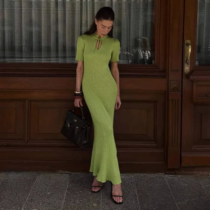 Cralom Candy Colored Slim Fit Knitted Woolen Dress