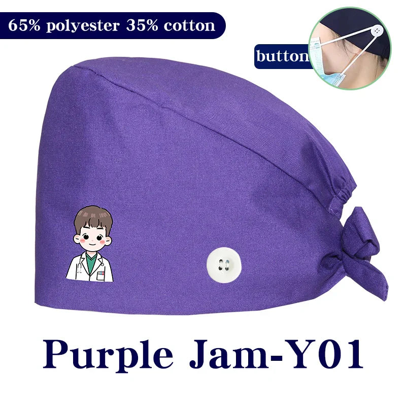 Cralom Cartoon Printed Surgical Scrub Caps for Medical & Pet Grooming Pros