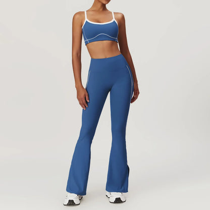 Cralom Summer Yoga Set for Women: 2 Piece Tight Fit Sports Suit
