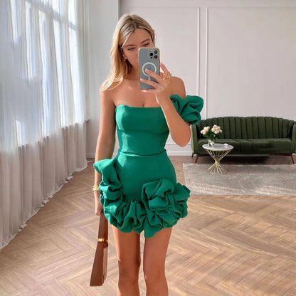 Cralom Ruffled Flower Bud Hip Skirt - Summer 2025