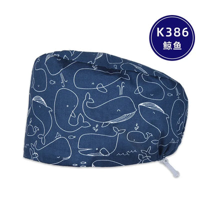Cralom Women's Cat Print Doctor Hat for Pediatrics & Veterinary Clinics
