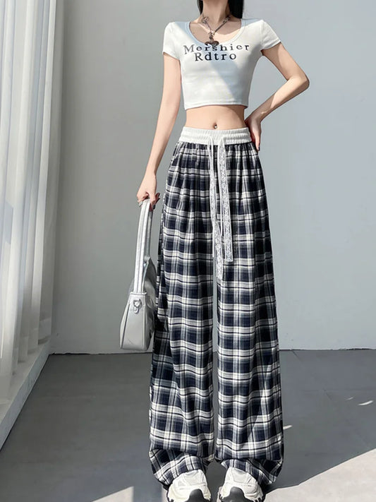 Cralom Plaid Capris: Vintage Streetwear Sexy Pants with Pockets
