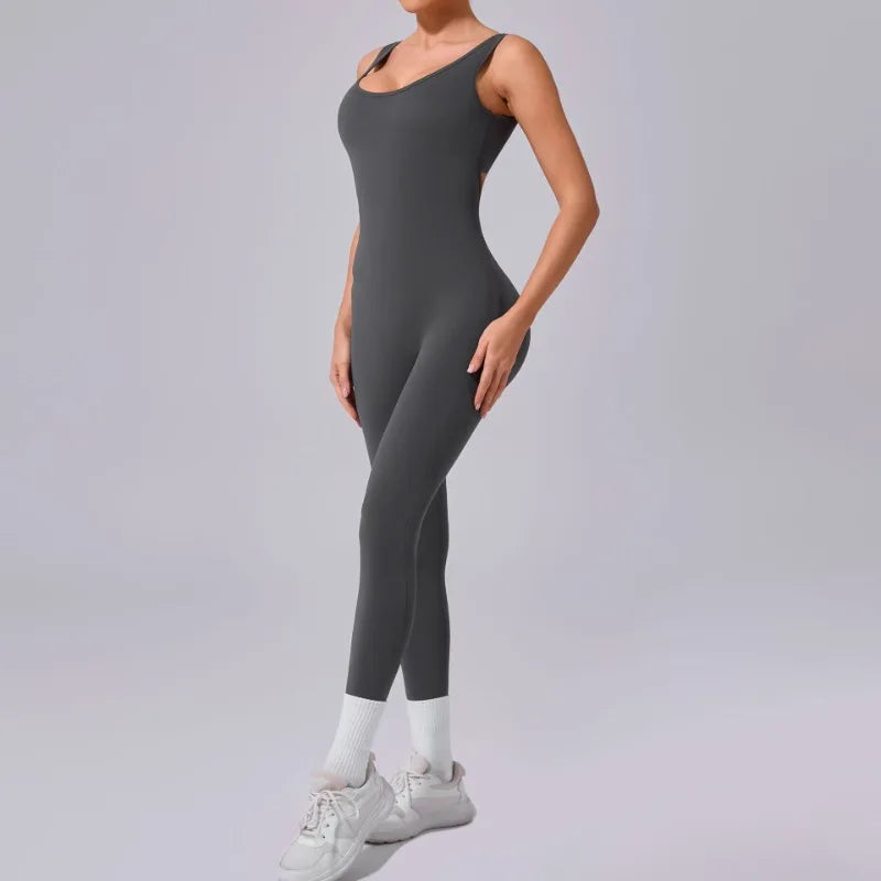 Cralom Yoga Jumpsuit: Seamless Beauty Back Fitness One-piece Leggings for Women