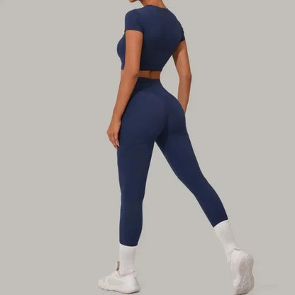 Cralom Seamless Brushed Yoga Set - High Waist Booty Lifting Workout Outfit