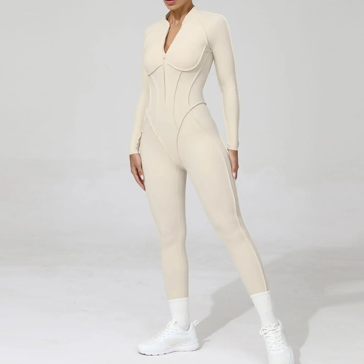 Cralom Backless Yoga Jumpsuit | Long Sleeve Tight-Fit Activewear