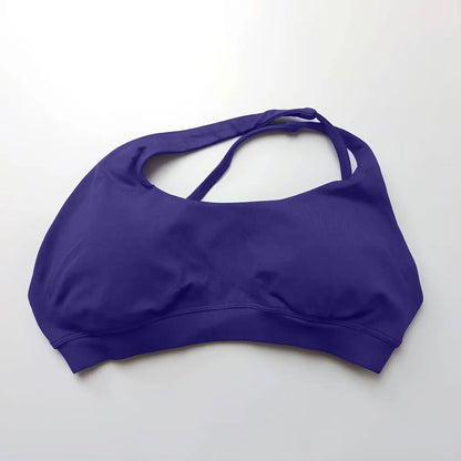 Cralom Asymmetric High Support Halter Sports Bra for Women - Backless Fitness Activewear