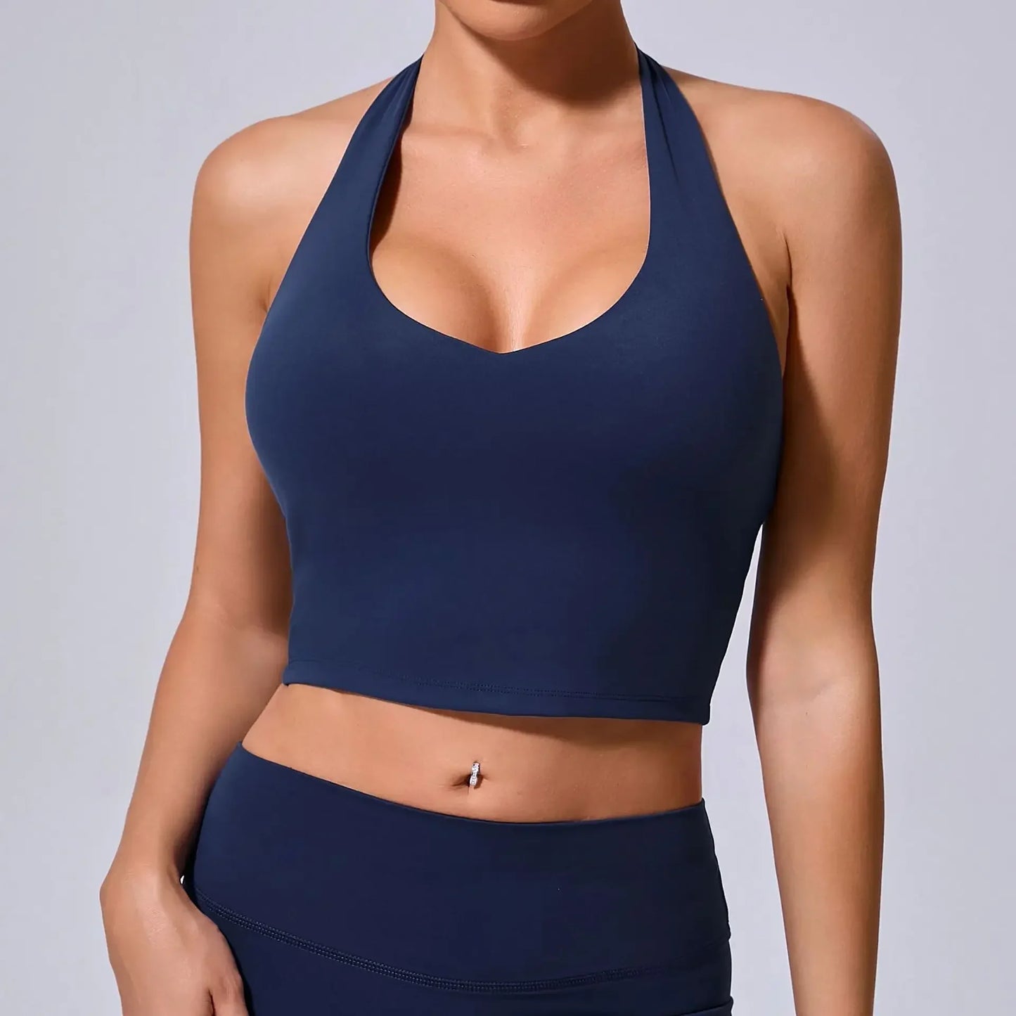 Cralom Halter Neck Sports Bra: Quick-Dry & Supportive for Yoga, Running, Fitness
