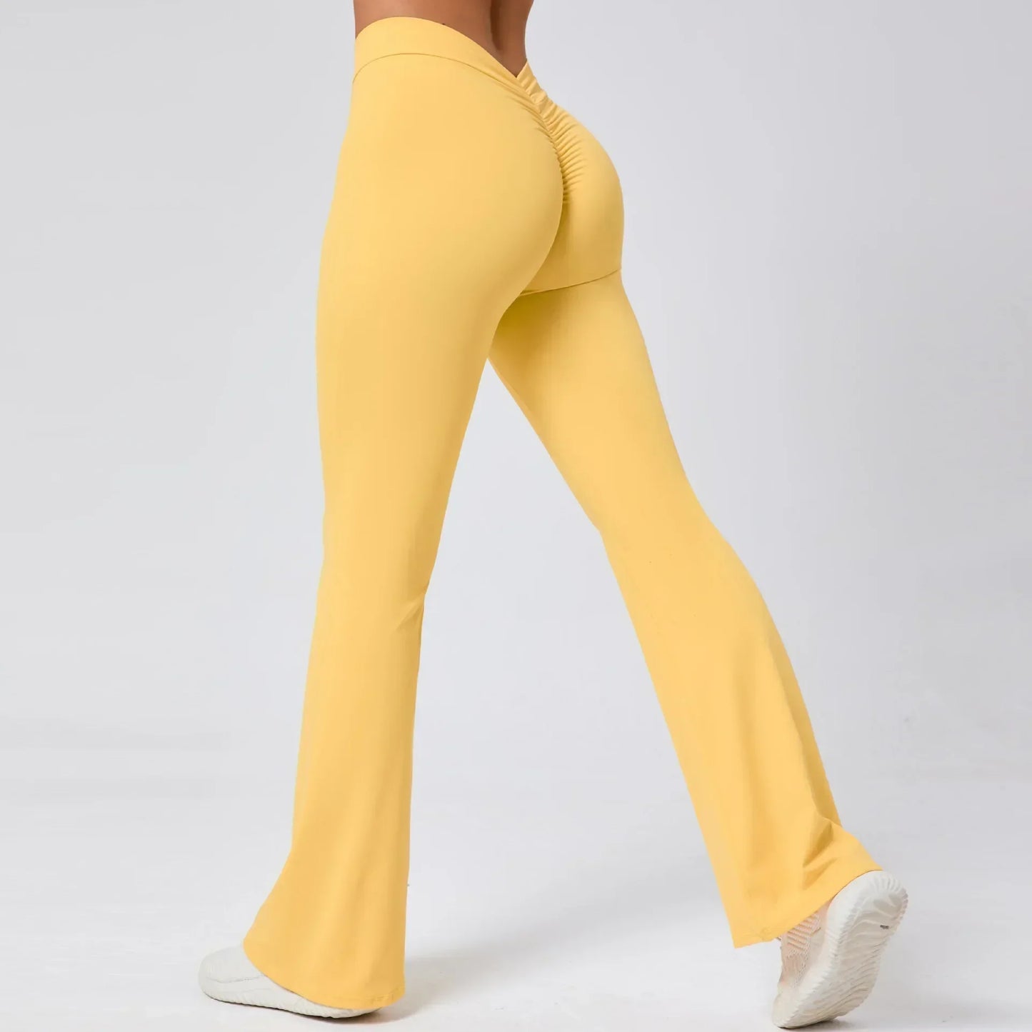 Cralom Flared Yoga Leggings: V-Waist Peach Booty Lifting Workout Pants