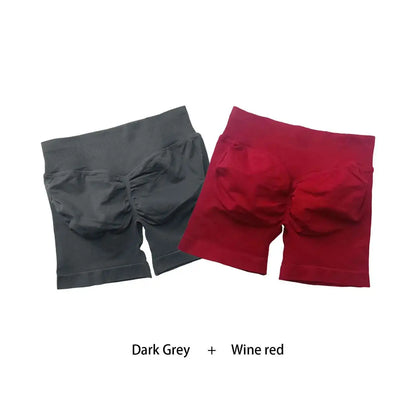 Cralom Seamless Leggings Gym Shorts Set for Women - Push-up Fitness Bottoms