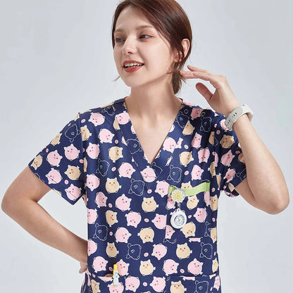Cralom V-Neck Nurse Scrub Top - Anti-Static Medical Workwear