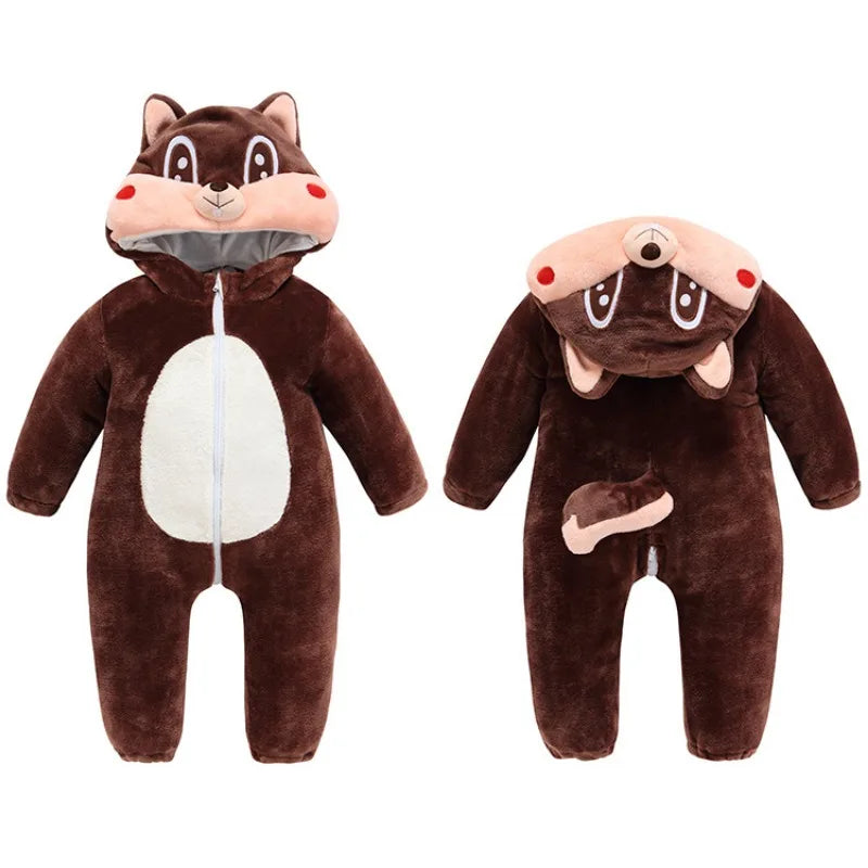 Cralom Monkey Baby Jumpsuit: Cozy Flannel Hooded Kid's Overall