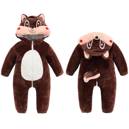 Cralom Monkey Baby Jumpsuit: Cozy Flannel Hooded Kid's Overall