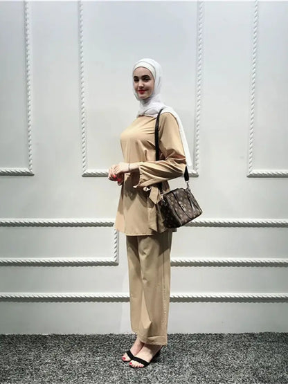 Cralom Khaki Eid Abaya Set - Size L