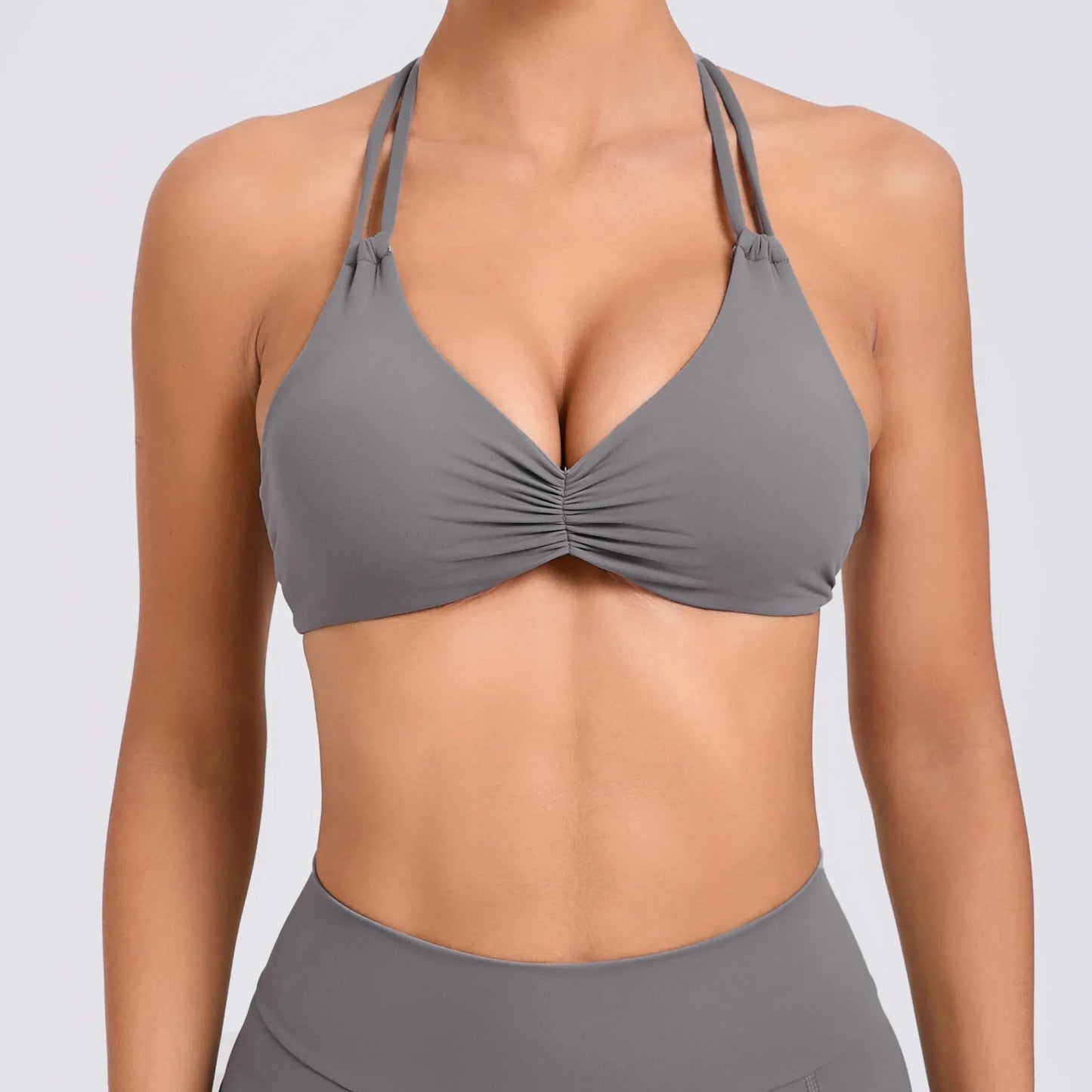 Adjustable Yoga Sports Bra for Women by Cralom: Halter Cross-Back Workout Top