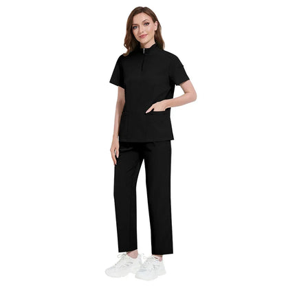 Cralom Short Sleeve V-Neck Nursing Jogger Suit for Women