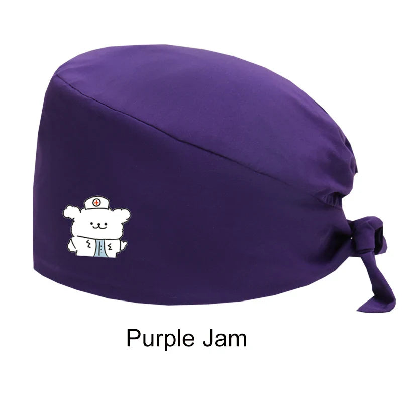 Cralom Women's Solid Scrubs Caps for Medical and Beauty Professionals