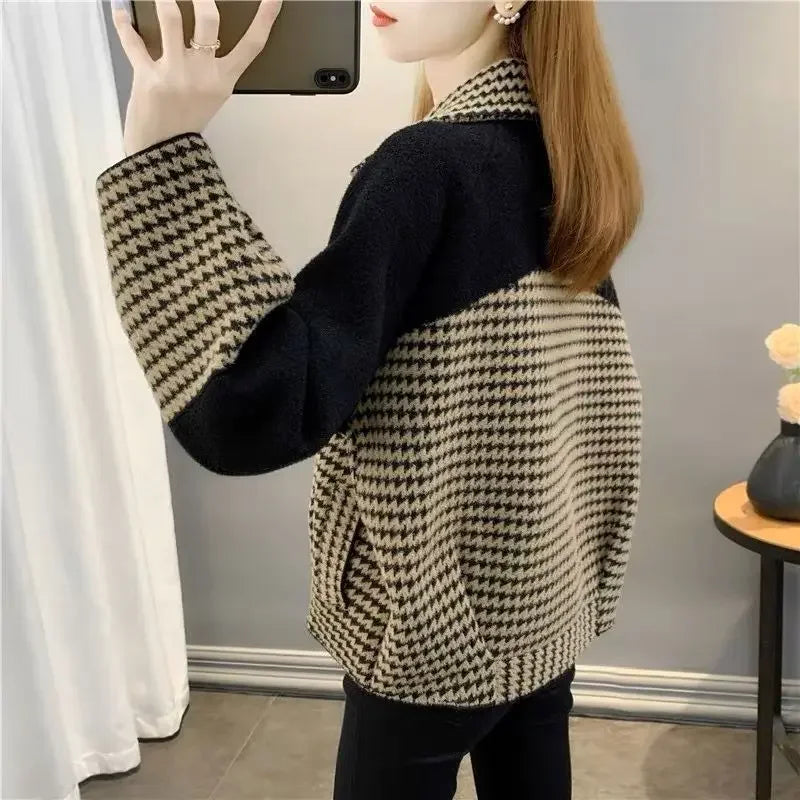 Cralom Women's Elegant Short Wool Blend Jacket Korean Style XL