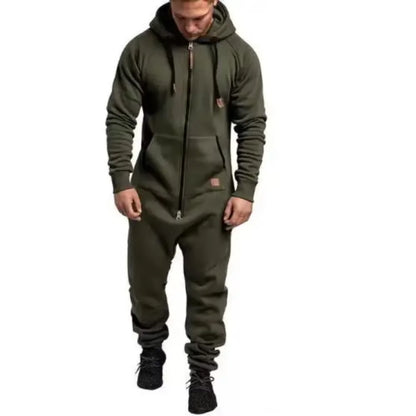 Cralom Men's Hooded Fleece Jumpsuit - Premium Workwear Set