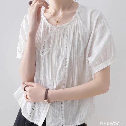 Cralom Short Sleeve Lace Ruffle Top - Summer 2025 Collection