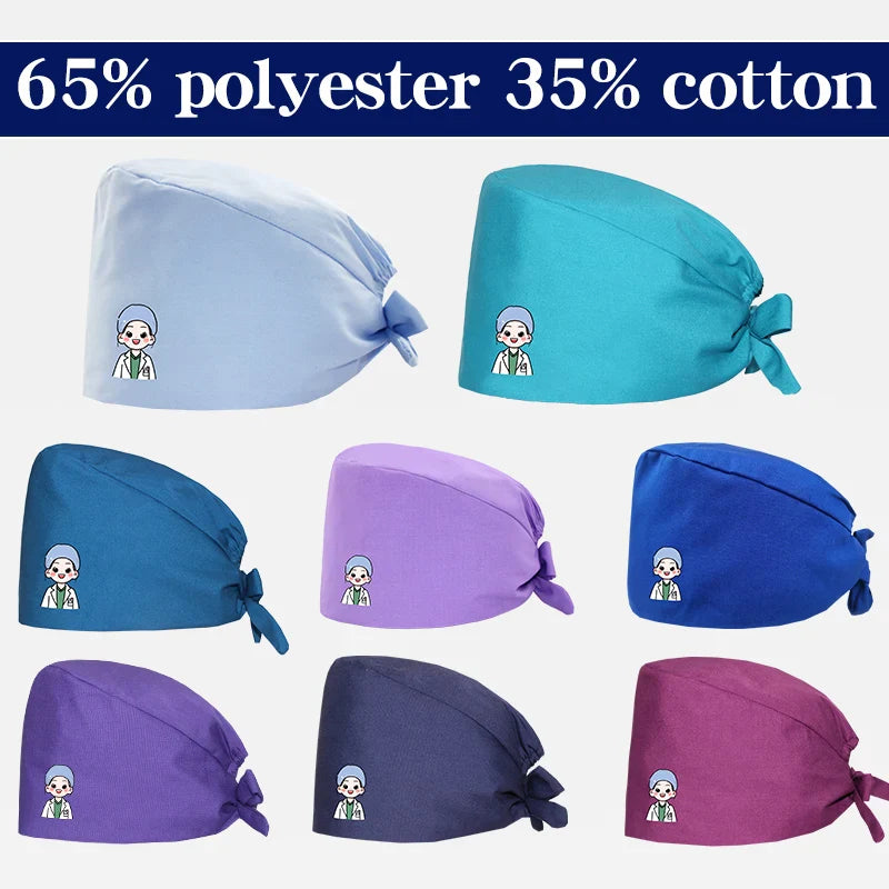 Cralom Cartoon Printed Surgical Scrub Caps for Medical & Pet Grooming Pros