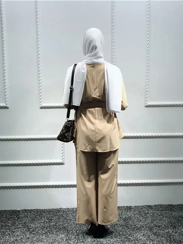 Cralom Khaki Eid Abaya Set - Size L