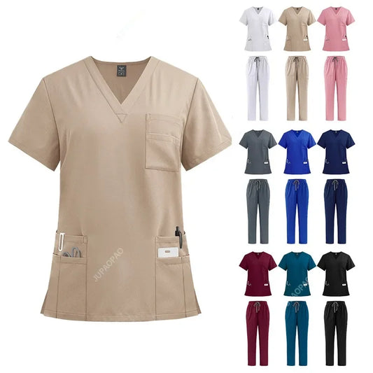 Cralom Professional Quick Dry Beautician Scrubs Set for Medical/Nursing Pros