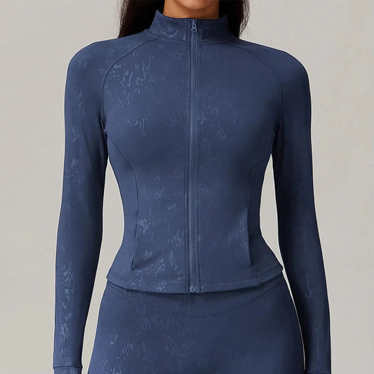 Cralom Women's Zip Fitness Yoga Jacket - Long Sleeve Workout Top