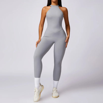 Cralom Sleeveless Backless Jumpsuit for Women - Quick Drying Yoga Bodysuit