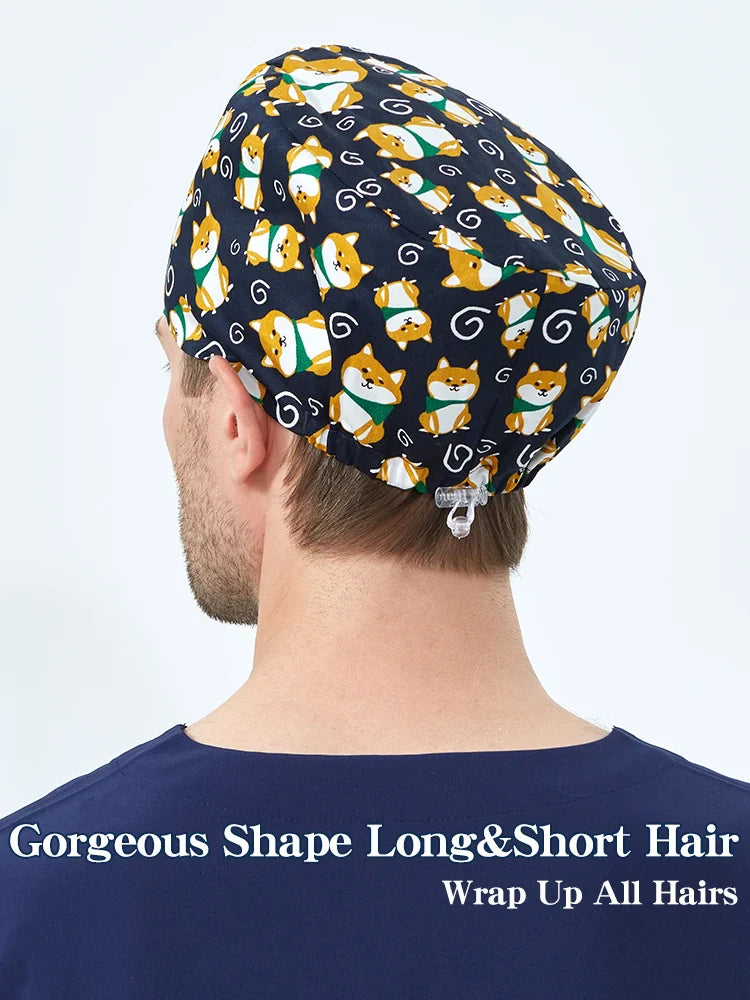 Cralom Shiba Inu Surgeon Scrub Cap - Unisex Surgical Hat in Cute Design