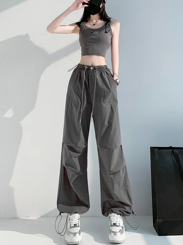 Cralom Vintage Cargo Capris with Pockets & Lace-Up Detail
