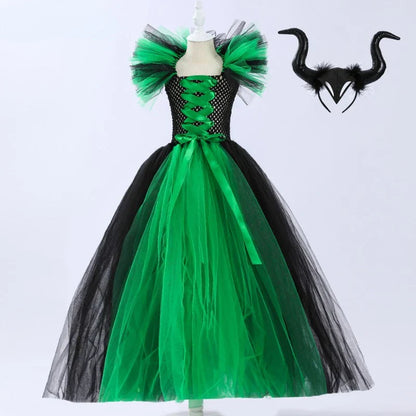 Cralom Deluxe Demon Queen Witch Girls Halloween Party Costume