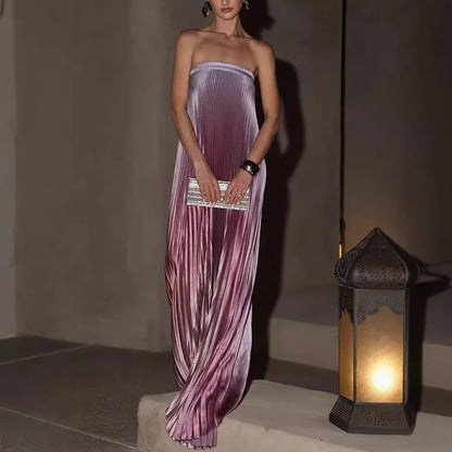 Cralom Elegant Off Shoulder Gradient Long Evening Dress Women's Fashion Gown