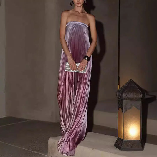 Cralom Elegant Off Shoulder Gradient Long Evening Dress Women's Fashion Gown