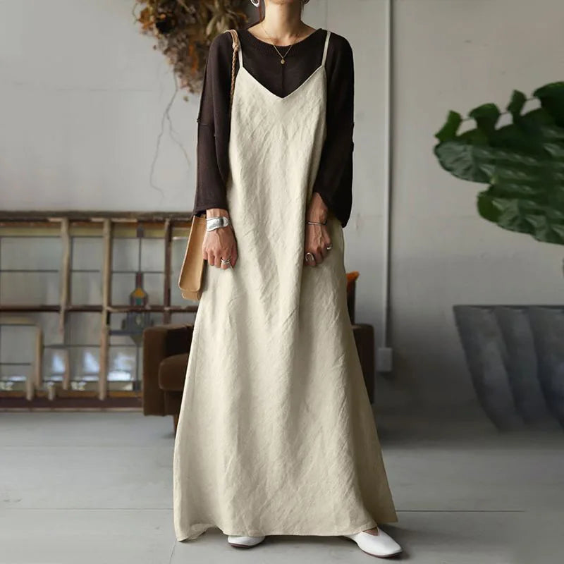 Cralom Sexy V-Neck Sleeveless Long Dress