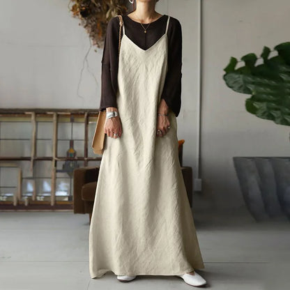 Cralom Sexy V-Neck Sleeveless Long Dress