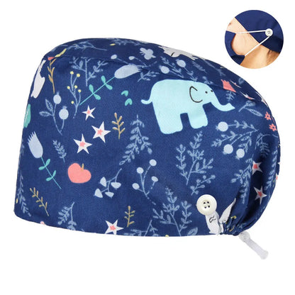 Cralom Dental Patterned Scrub Cap – Adjustable Surgical Work Hat for Nurses & Doctors