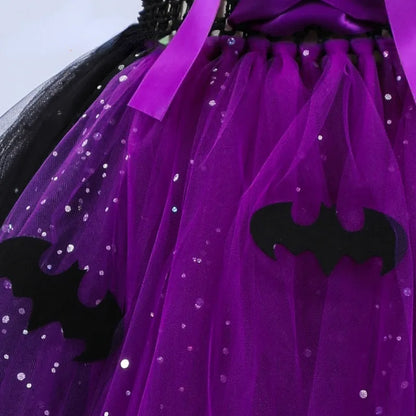 Cralom Sequins Mesh Bubble Skirt: Easter Bat Cosplay Dress for Witch Role